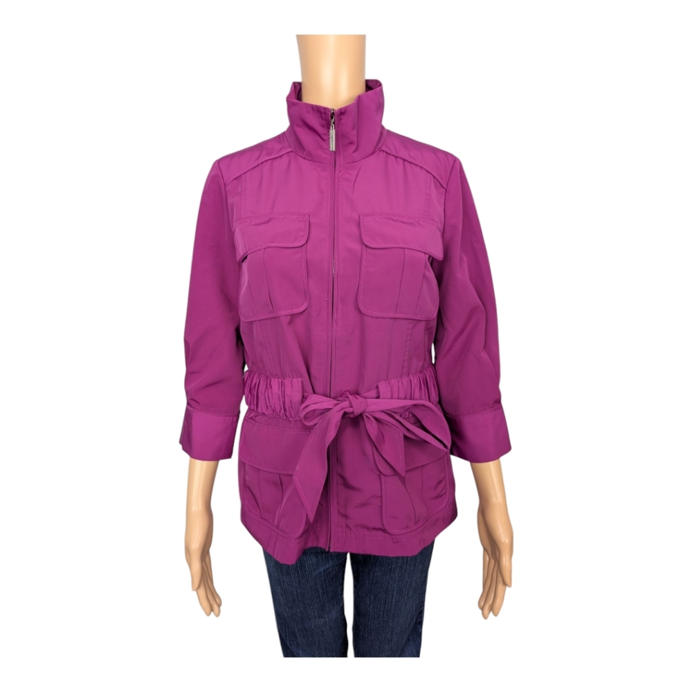 St. John Magenta 3/4 Sleeve Trench Jacket 4
